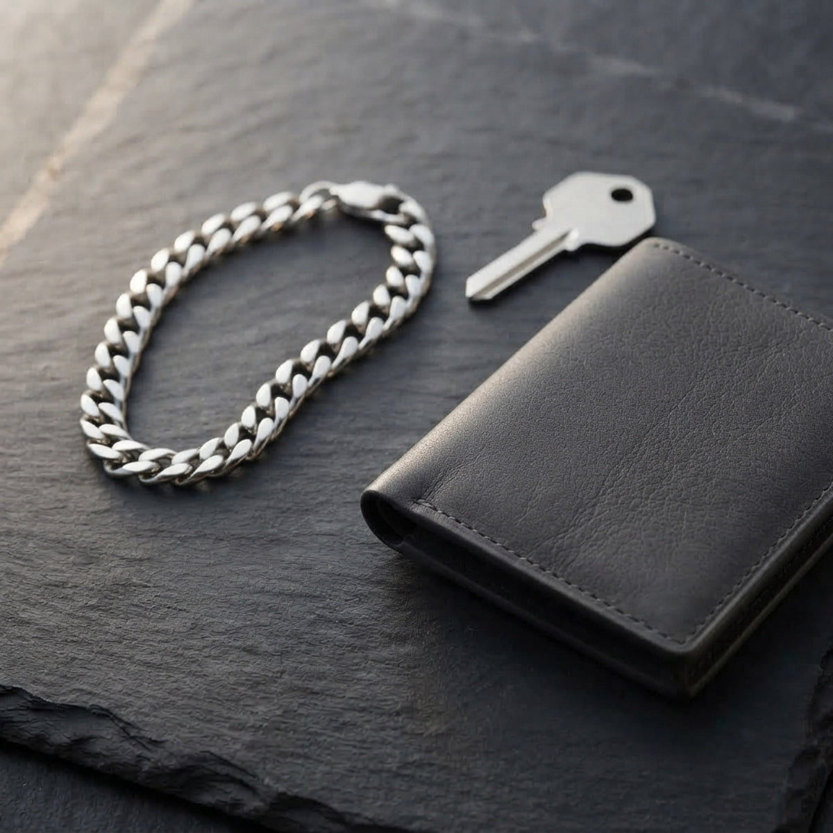 Men's Stainless Curb Chain Bracelet lifestyle photo