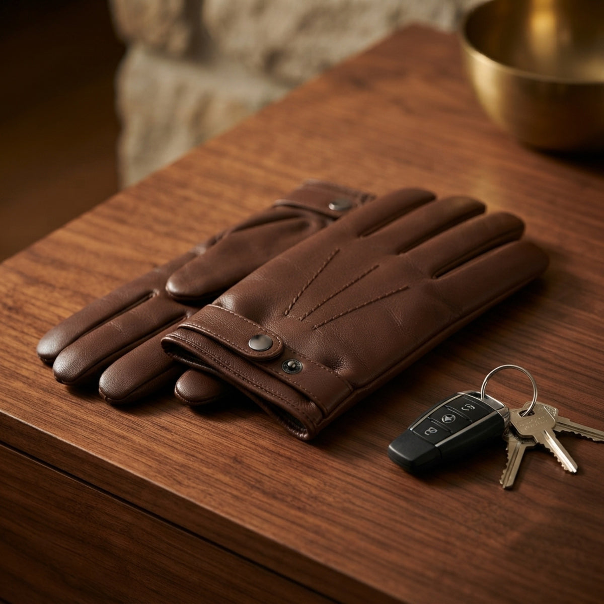 Men's Touchscreen Faux-Leather Gloves lifestyle photo