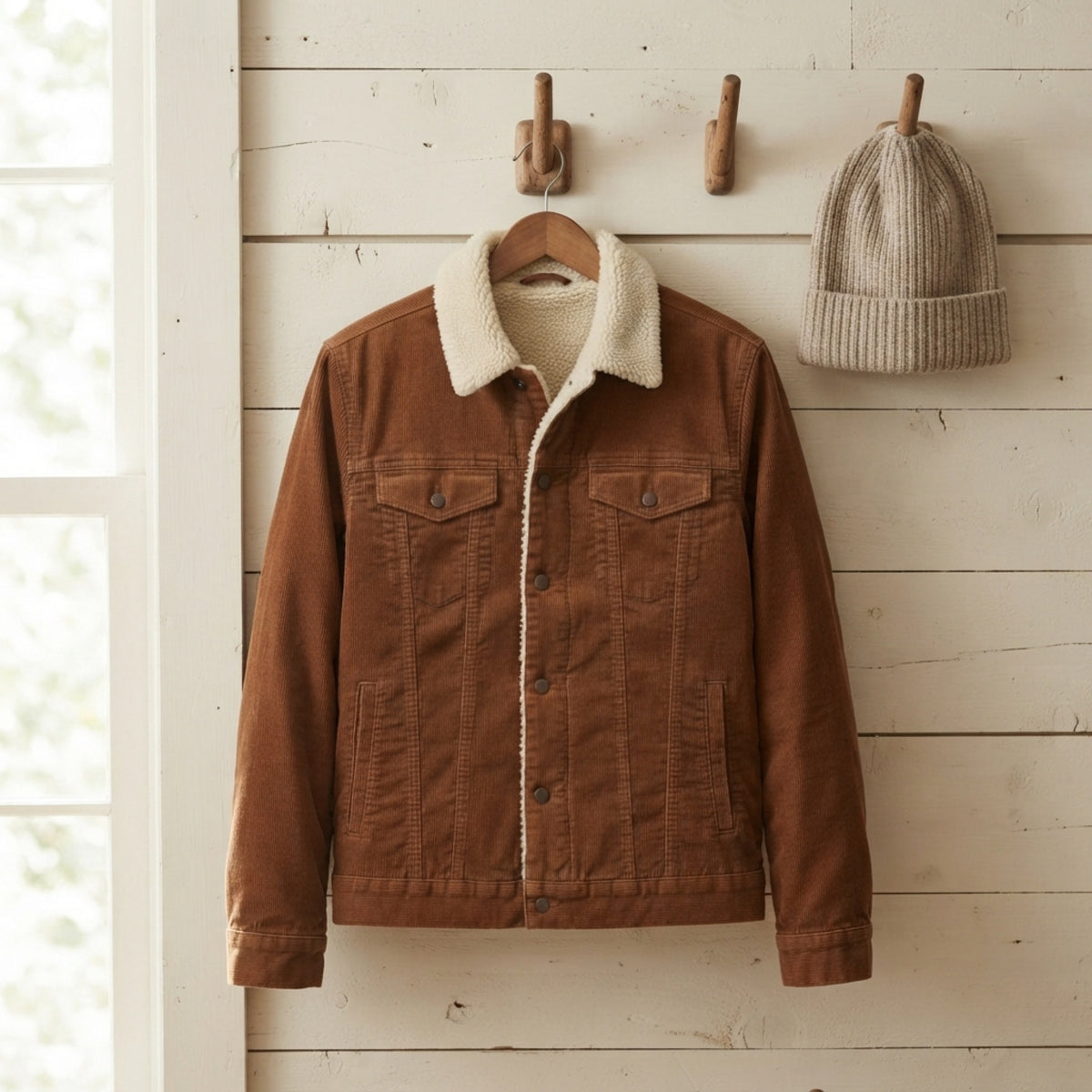 Men's Sherpa-Collar Corduroy Trucker Jacket lifestyle photo