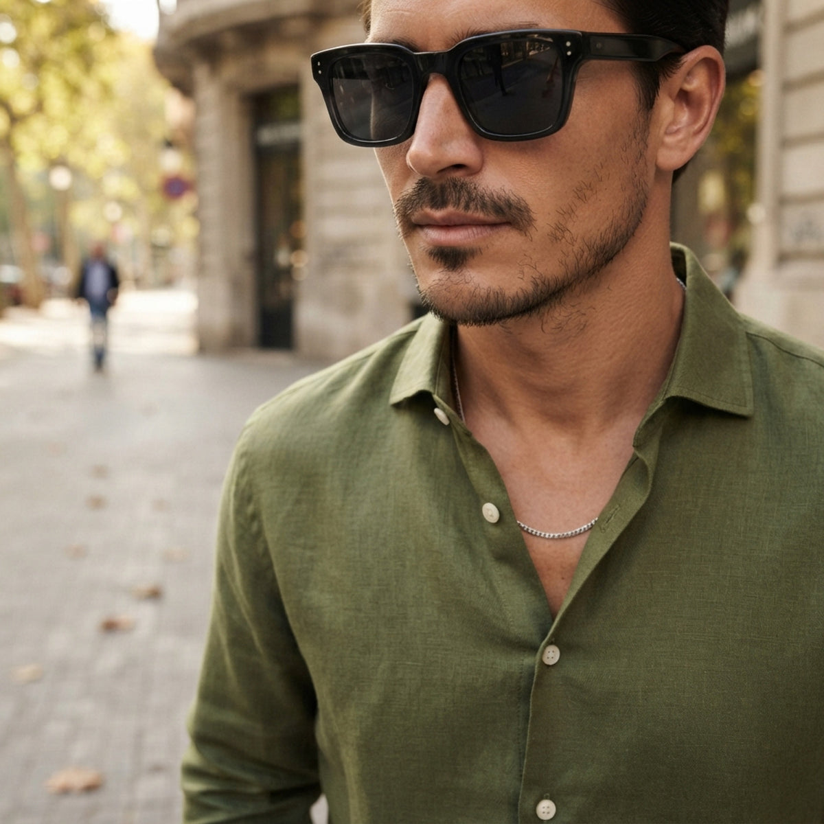 Men's Retro Square Polarized Sunglasses lifestyle photo