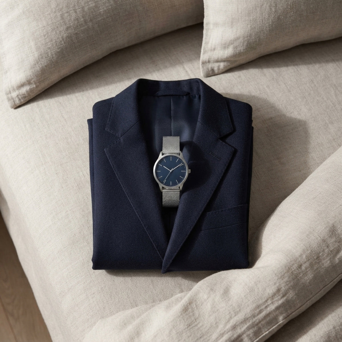 Men's Minimalist Mesh-Strap Analog Watch lifestyle photo