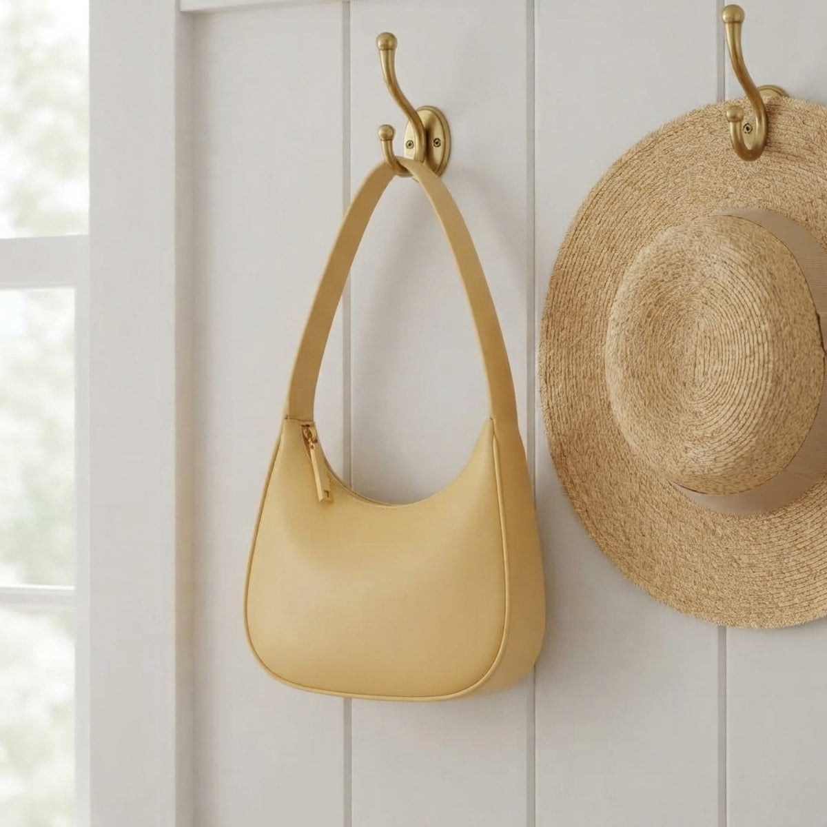 Women's Smooth Crescent Shoulder Bag lifestyle photo