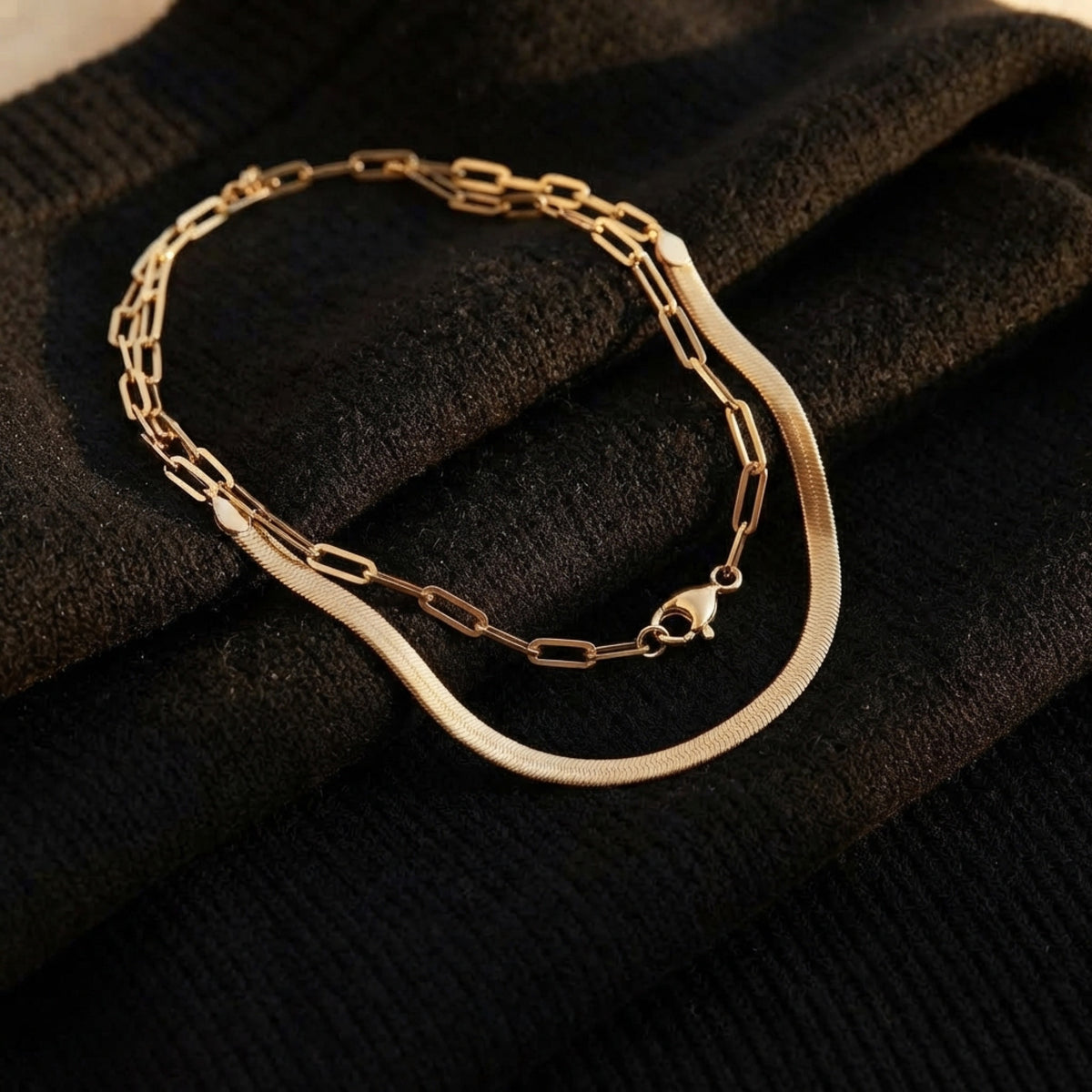 Women's Layered Paperclip Chain Necklace lifestyle photo