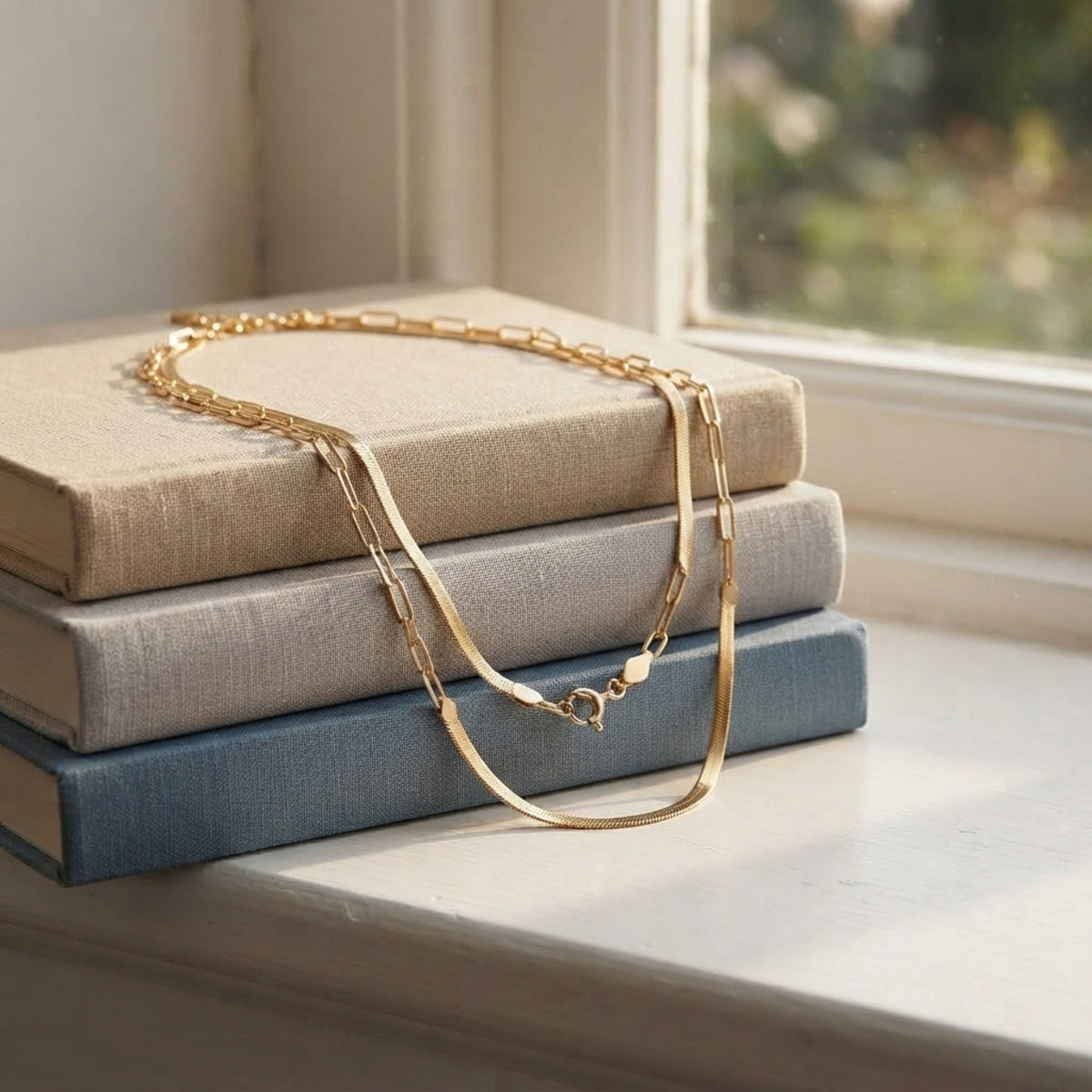 Women's Layered Paperclip Chain Necklace lifestyle photo