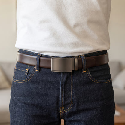 Men's Ratchet Track Belt — No Holes lifestyle photo