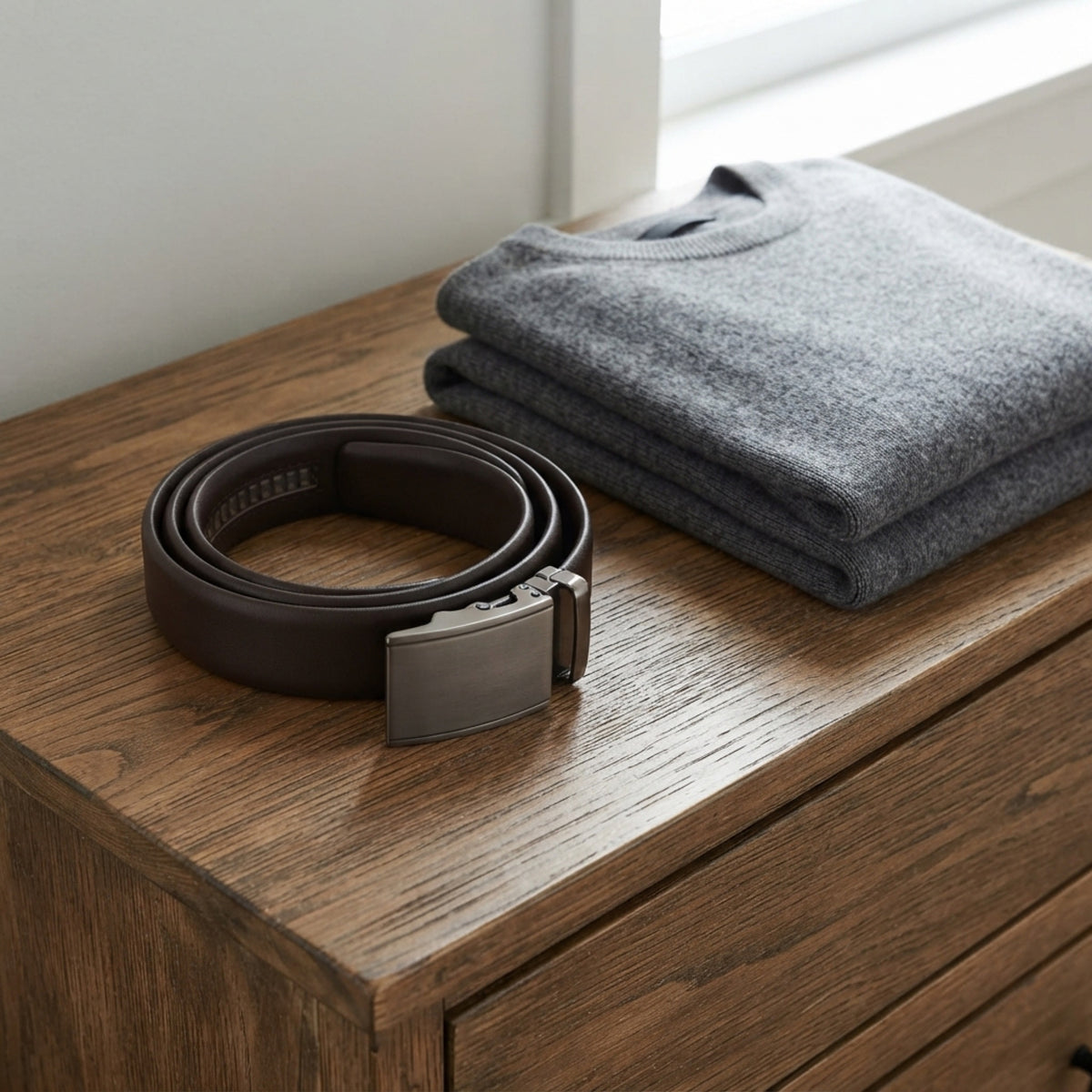Men's Ratchet Track Belt — No Holes lifestyle photo