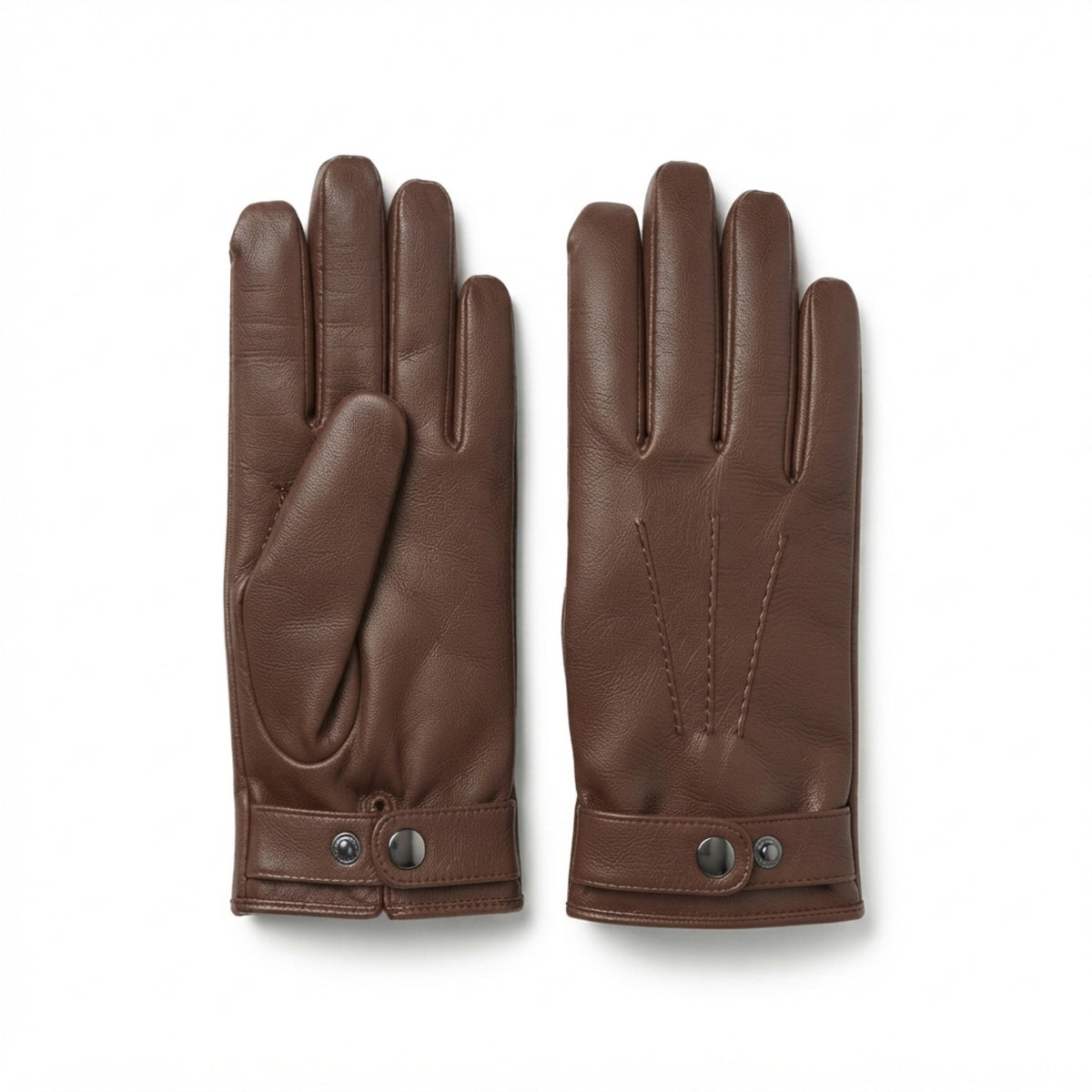 Men's Touchscreen Faux-Leather Gloves back view