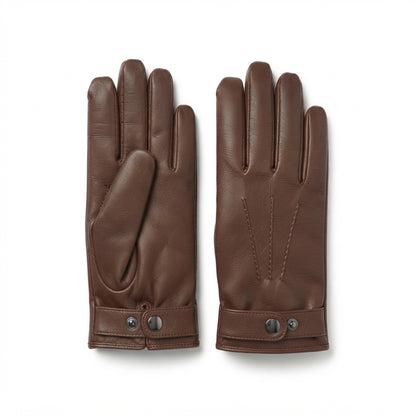 Men's Touchscreen Faux-Leather Gloves back view