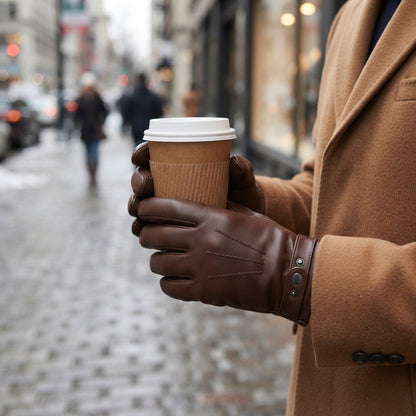 Men's Touchscreen Faux-Leather Gloves lifestyle photo