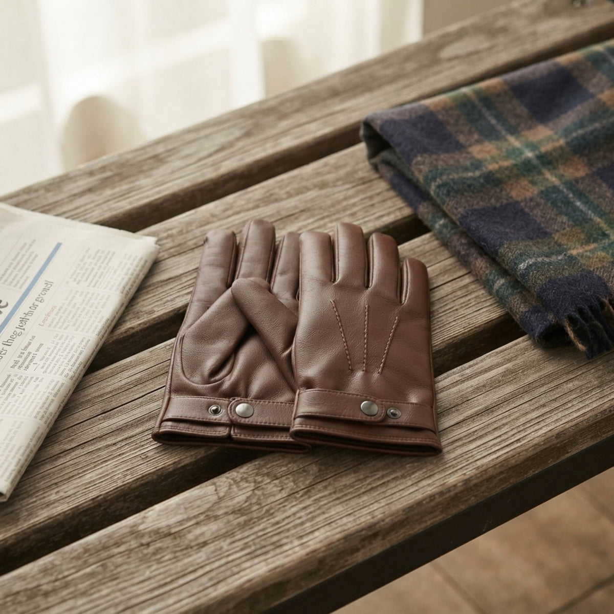 Men's Touchscreen Faux-Leather Gloves lifestyle photo