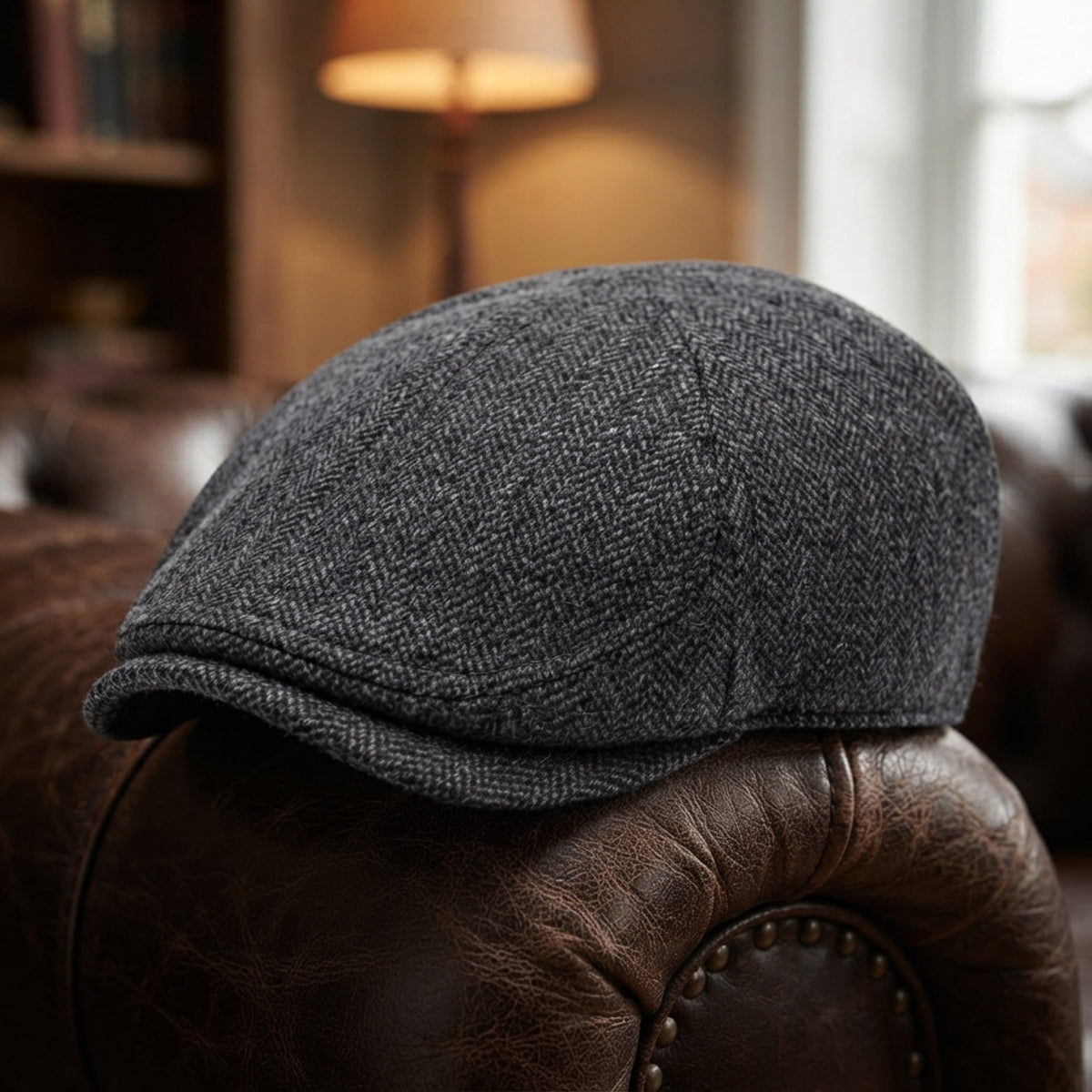 Men's Wool-Blend Herringbone Flat Cap lifestyle photo