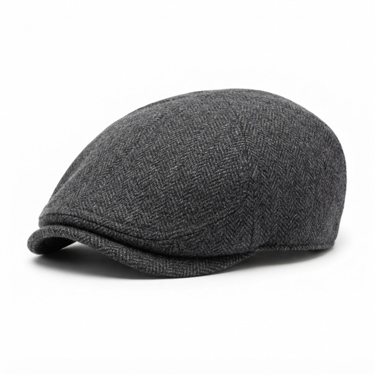 Men's Wool-Blend Herringbone Flat Cap