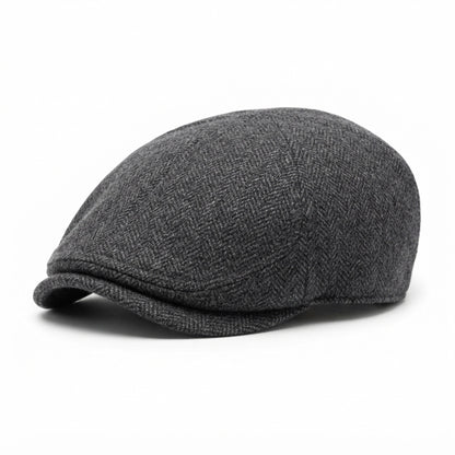 Men's Wool-Blend Herringbone Flat Cap