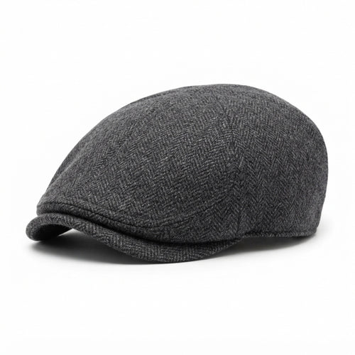 Men's Wool-Blend Herringbone Flat Cap