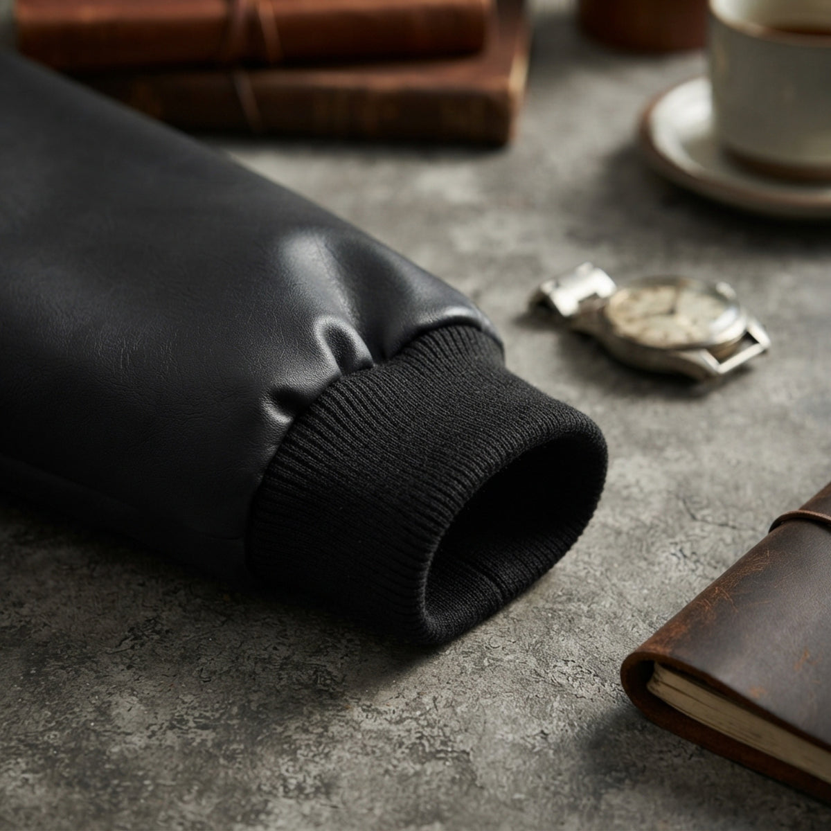 Men's Oversized Faux-Leather Bomber lifestyle photo