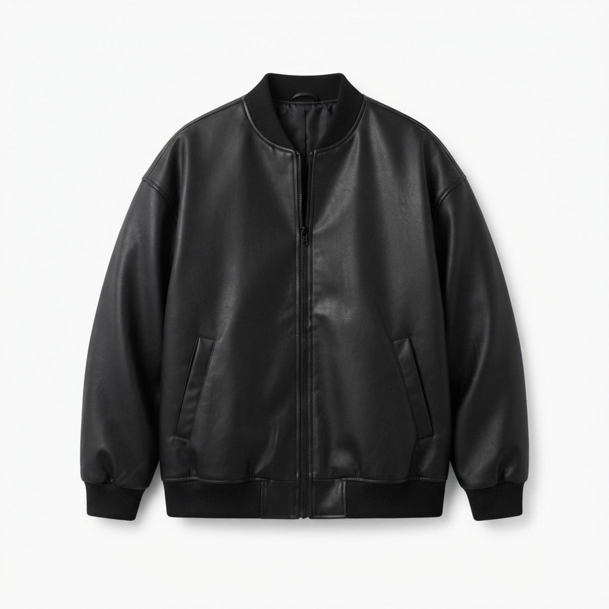Men's Oversized Faux-Leather Bomber