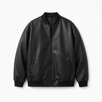 Men's Oversized Faux-Leather Bomber