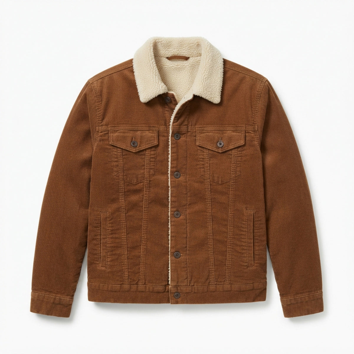 Men's Sherpa-Collar Corduroy Trucker Jacket