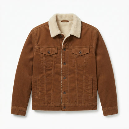 Men's Sherpa-Collar Corduroy Trucker Jacket