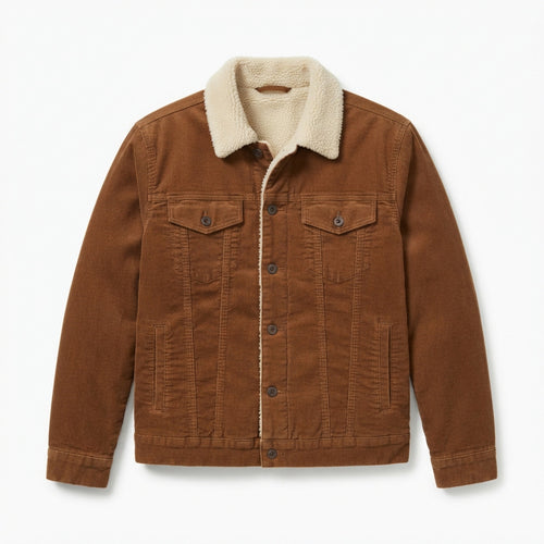 Men's Sherpa-Collar Corduroy Trucker Jacket