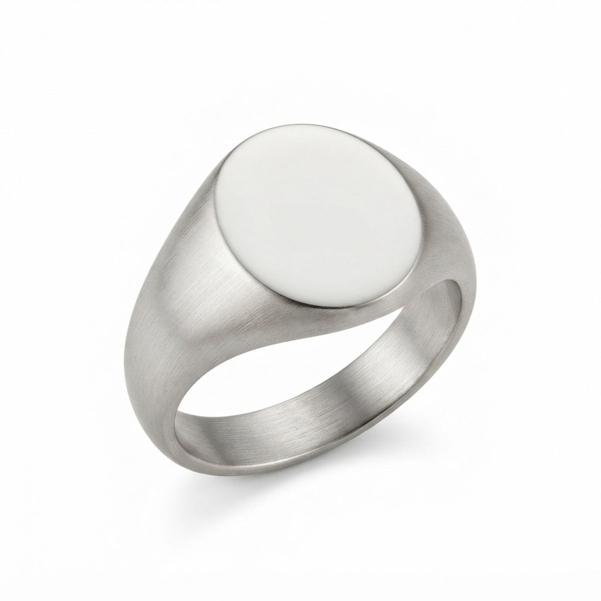 Men's Brushed Steel Signet Ring