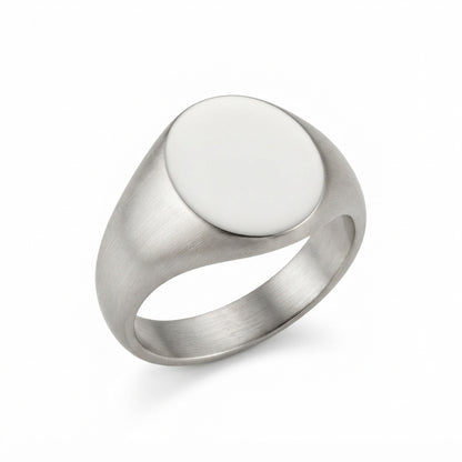 Men's Brushed Steel Signet Ring