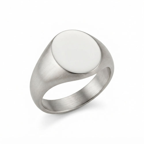 Men's Brushed Steel Signet Ring