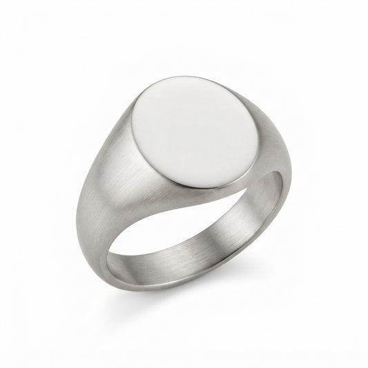 Men's Brushed Steel Signet Ring
