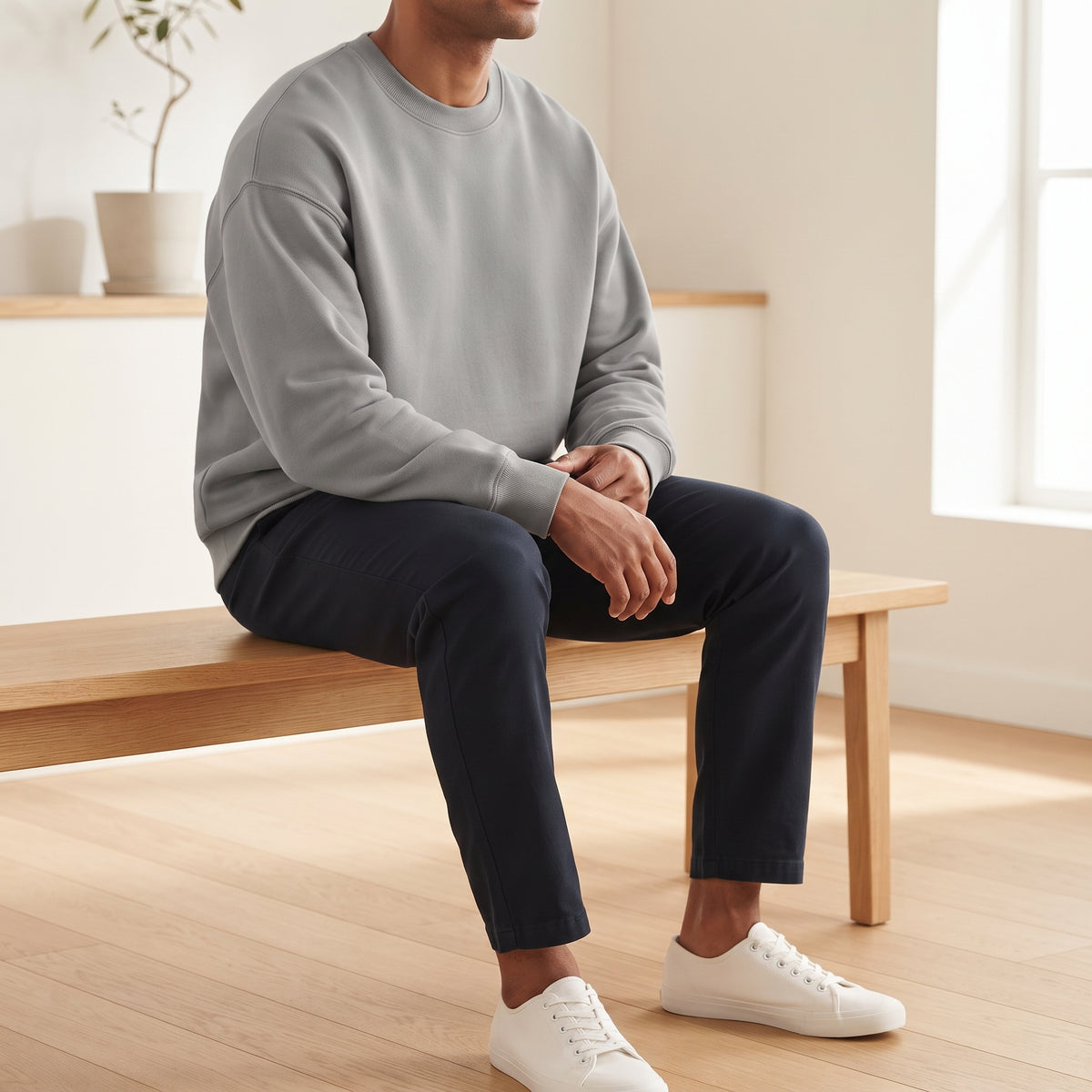 Men's Oversized Heavyweight Cotton Crewneck lifestyle photo