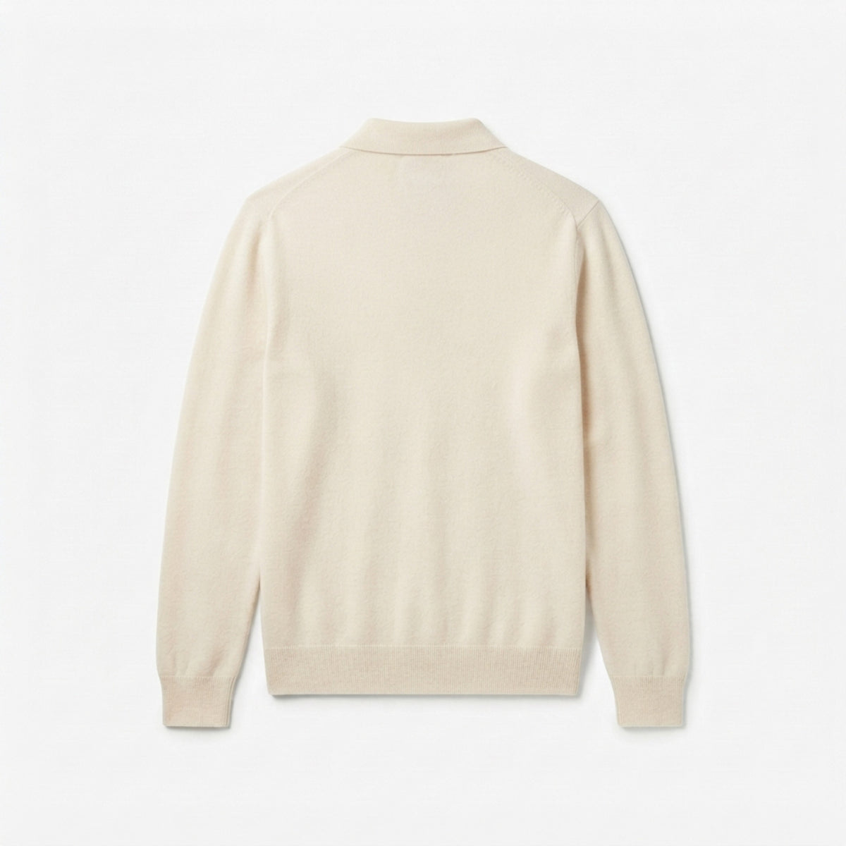 Men's Long-Sleeve Knit Polo Sweater back view