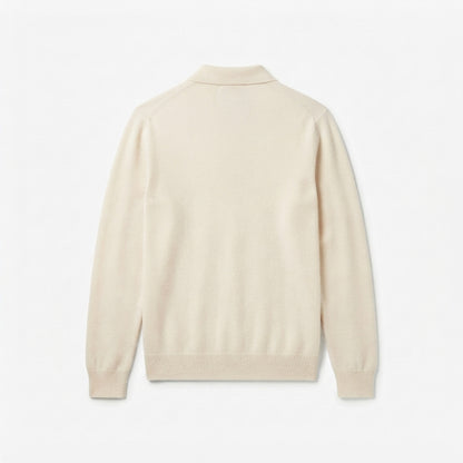 Men's Long-Sleeve Knit Polo Sweater back view