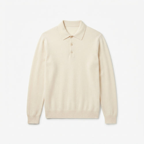 Men's Long-Sleeve Knit Polo Sweater