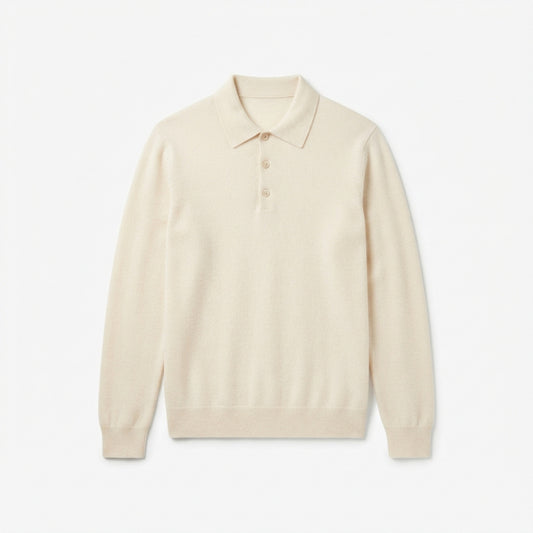 Men's Long-Sleeve Knit Polo Sweater