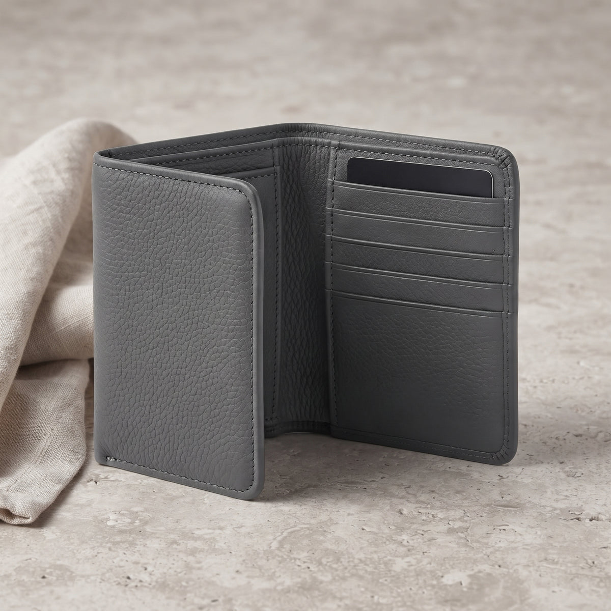 Men's Minimalist Textured Bifold Wallet lifestyle photo