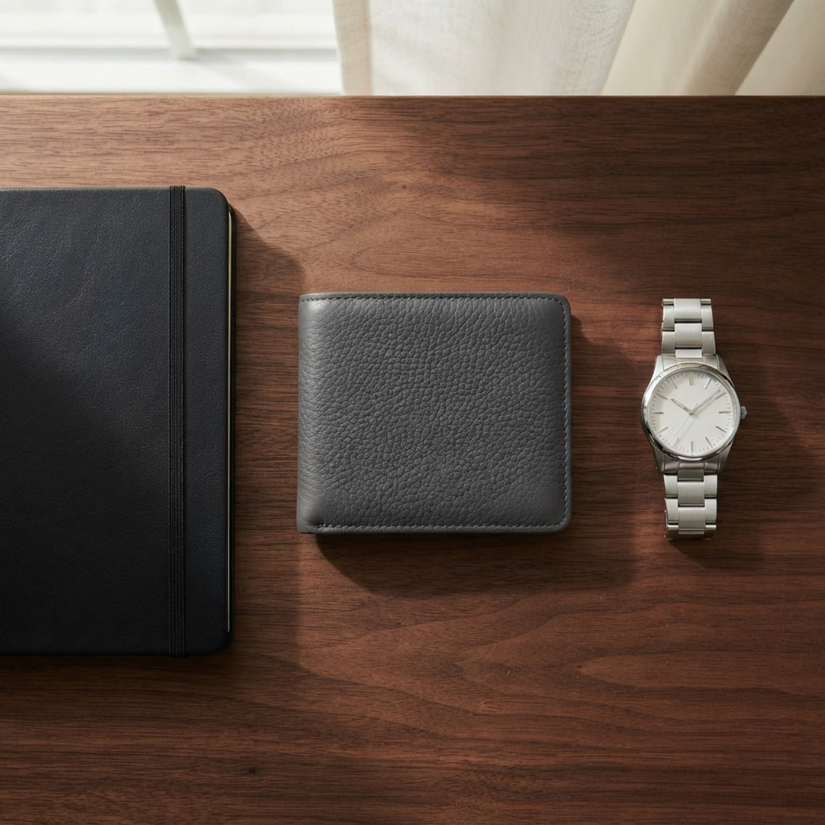 Men's Minimalist Textured Bifold Wallet lifestyle photo