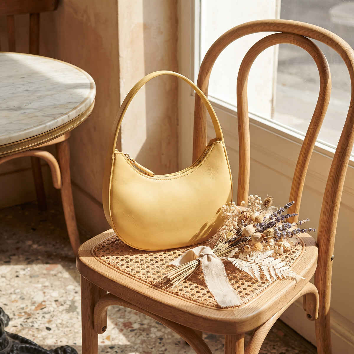 Women's Smooth Crescent Shoulder Bag lifestyle photo