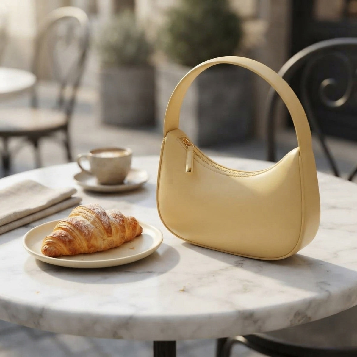 Women's Smooth Crescent Shoulder Bag lifestyle photo