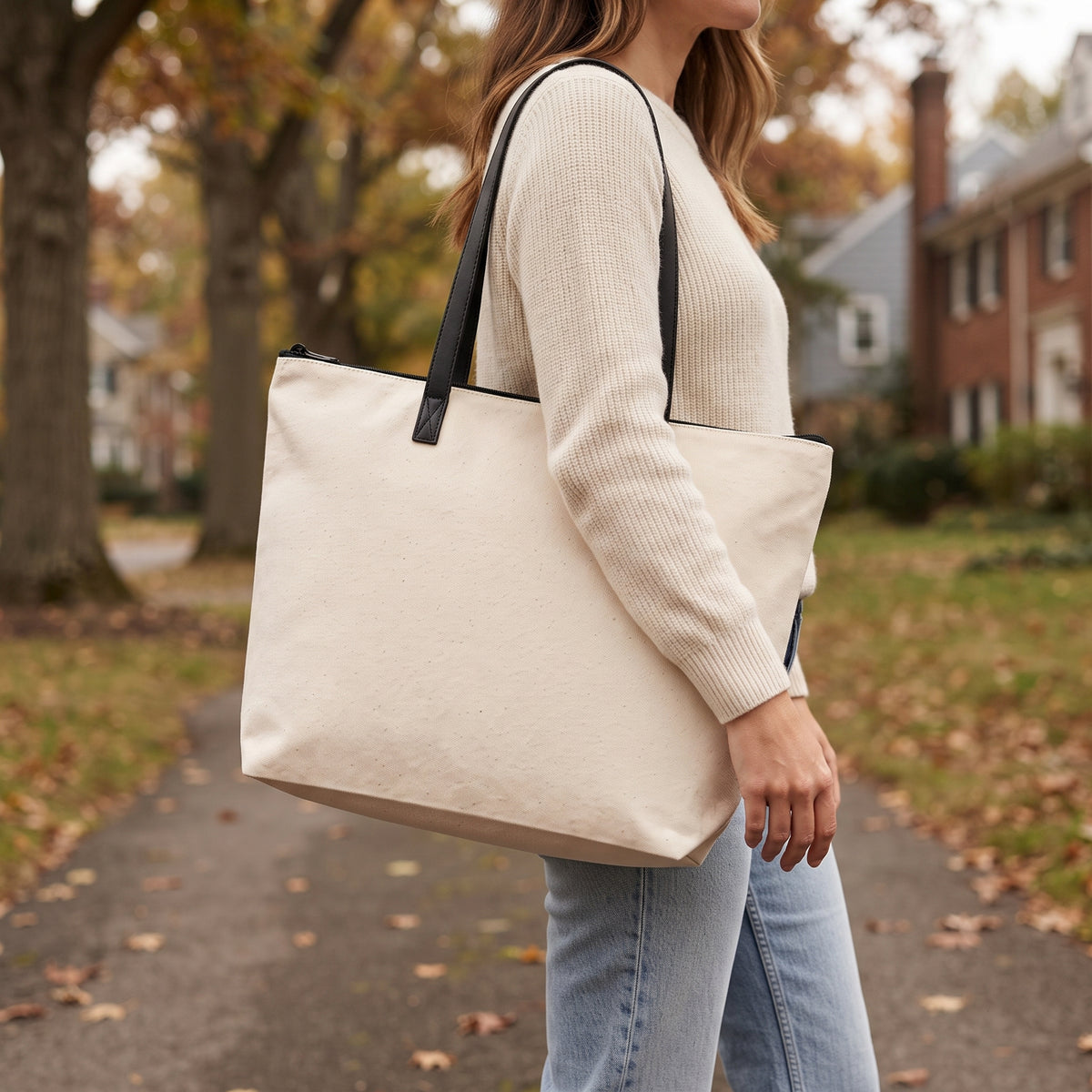 Women's Oversized Canvas Zip Tote lifestyle photo