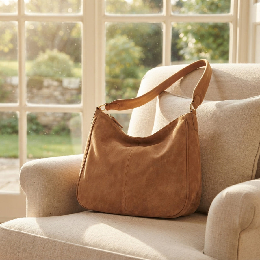 Women's Slouchy Faux-Suede Hobo Bag lifestyle photo