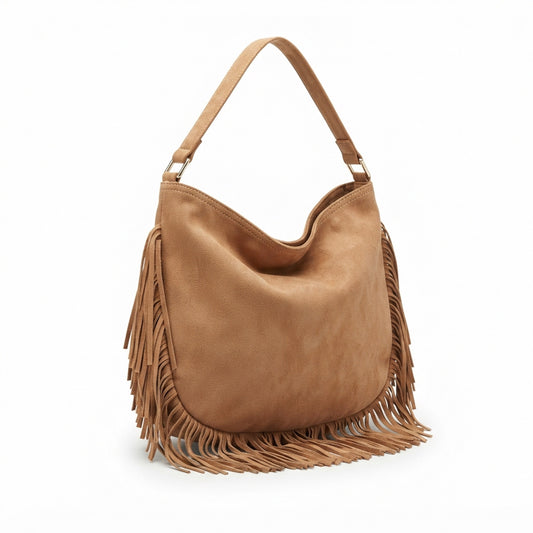 Women's Suede-Look Fringe Shoulder Bag