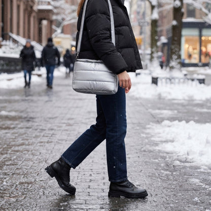 Women's Quilted Puffer Shoulder Bag lifestyle photo