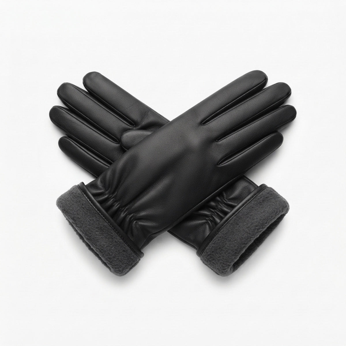 Women's Touchscreen Faux-Leather Gloves back view