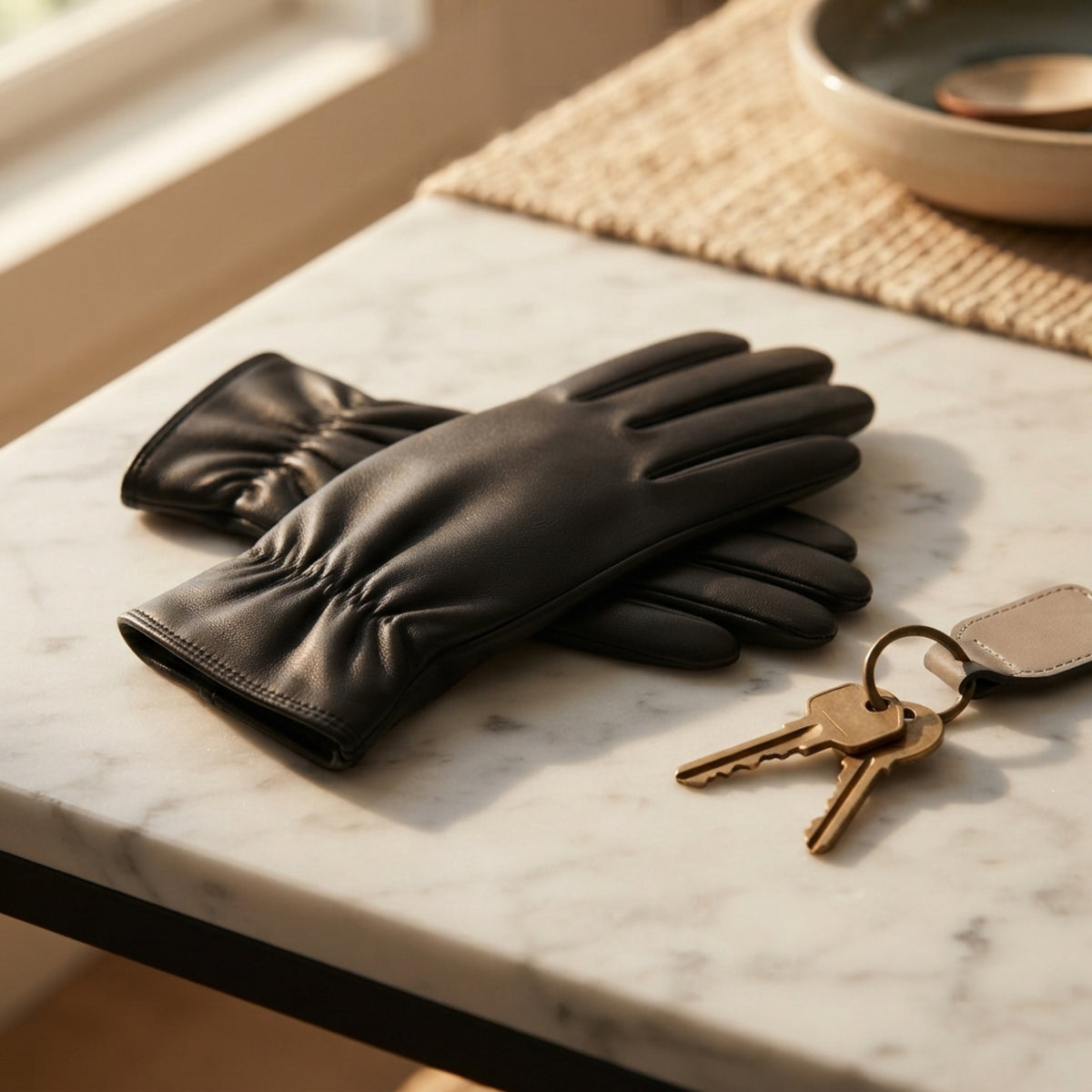 Women's Touchscreen Faux-Leather Gloves lifestyle photo