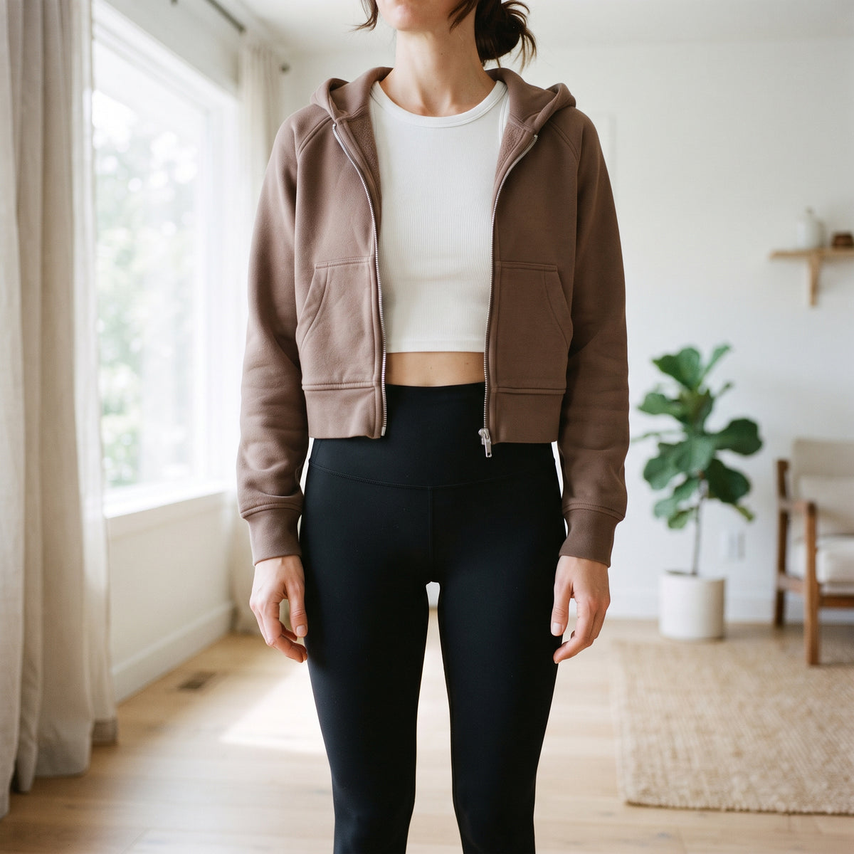 Women's Cropped Full-Zip Hoodie lifestyle photo