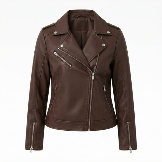 Women's Faux-Leather Moto Jacket