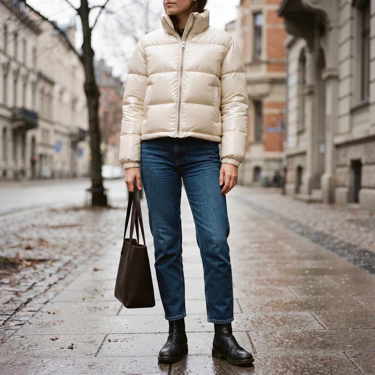 Women's Cropped Quilted Puffer Jacket lifestyle photo