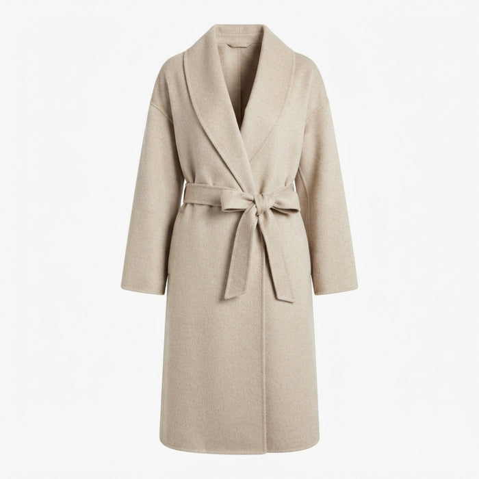 Belted Wool-Blend Wrap Coat