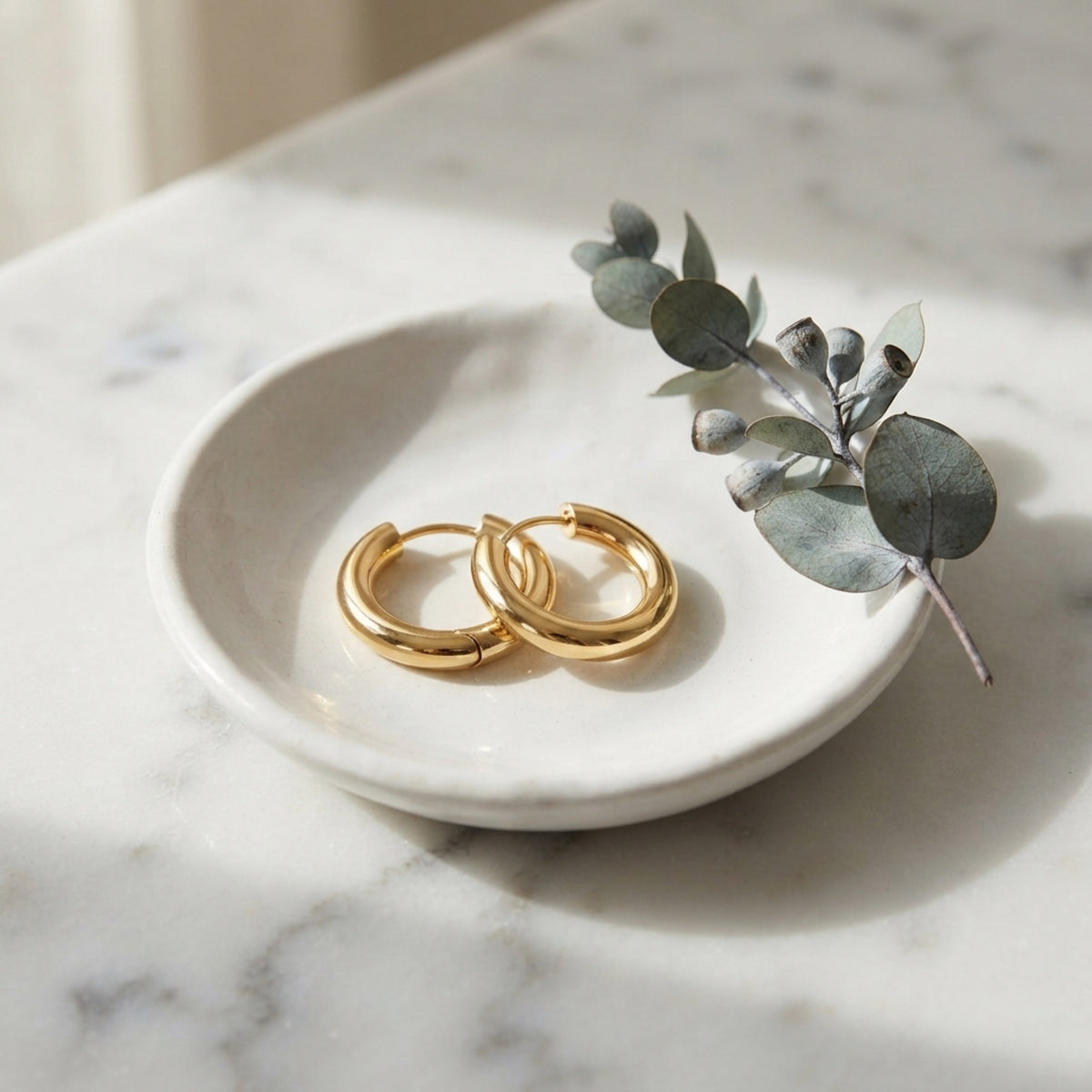 Women's Chunky Gold-Tone Hoop Earrings lifestyle photo