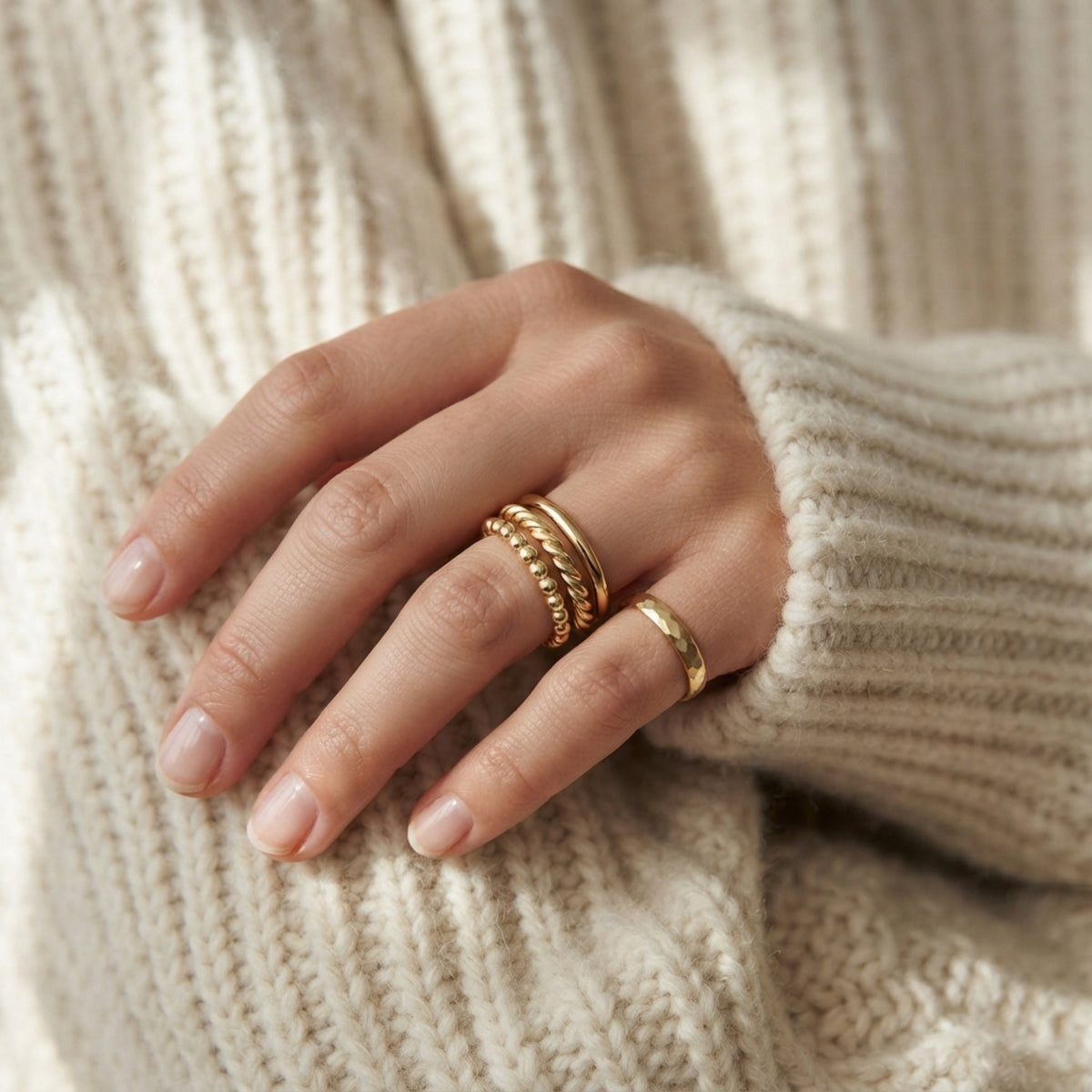 Women's Gold-Tone Stackable Ring Set (5-Piece) lifestyle photo