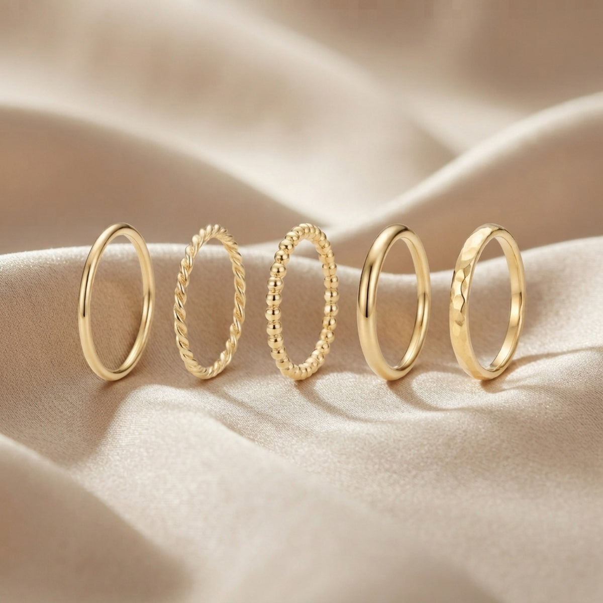 Women's Gold-Tone Stackable Ring Set (5-Piece) lifestyle photo
